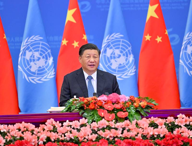 习近平在北京出席中华人民共和国恢复联合国合法席位50周年纪念会议